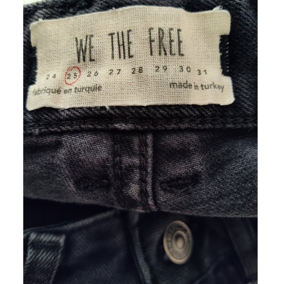 We The Free People Button Fly High Rise Straight Leg Black Denim Jeans Size 25 - Picture 3 of 10